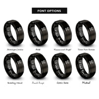 font options for inside engraving on black crossed pistons rings