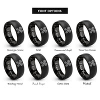 font options for inside engraving on black crossed pistons rings