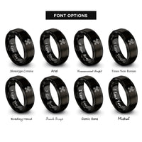 font options for inside engraving on black crossed pistons rings
