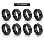 font options for inside engraving on black crossed pistons rings