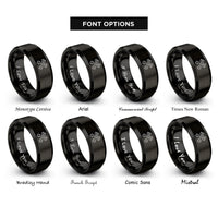 font options for inside engraving on black crossed pistons rings