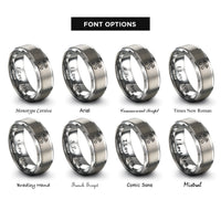 font options for inside engraving on grey crossed pistons rings