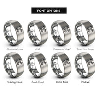 font options for inside engraving on grey crossed pistons rings