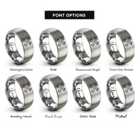 font options for inside engraving on grey crossed pistons rings