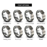 font options for inside engraving on gray crossed rifles rings