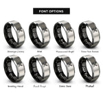 font options for inside engraving on black & gray crossed scissors comb rings