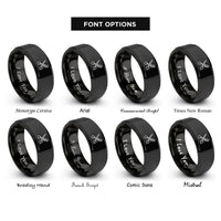 font options for inside engraving on black crossed scissors comb rings
