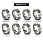 font options for inside engraving on silver crossed scissors comb rings