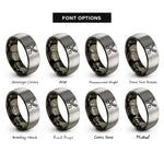 font options for inside engraving on gunmetal & gray crossed scissors comb rings