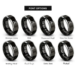 font options for inside engraving on black & gray crossed screwdrivers rings