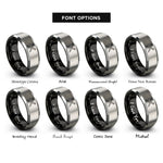 font options for inside engraving on black & grey crossed stakes rings