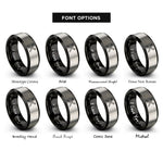 font options for inside engraving on black & gray crossed stakes rings