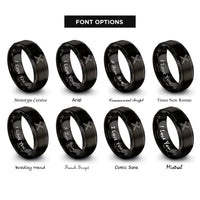 font options for inside engraving on black crossed stakes rings
