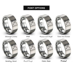 font options for inside engraving on grey crossed surfboards wave rings