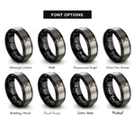 font options for inside engraving on black & silver crossed swords rings