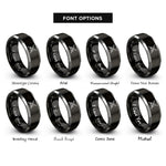 font options for inside engraving on black & gray crossed swords rings
