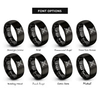 font options for inside engraving on black crossed swords rings