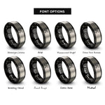 font options for inside engraving on black & silver crossed trombones rings