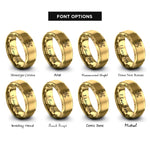 font options for inside engraving on gold crossed trombones rings