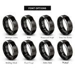 font options for inside engraving on black & gray crossed trumpets star rings