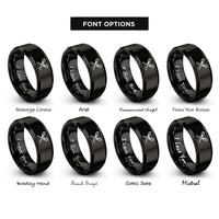 font options for inside engraving on black crossed whisks rings