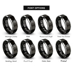 font options for inside engraving on black & gray crossed wrench hammer rings