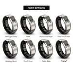 font options for inside engraving on black & silver crossed wrench hammer rings