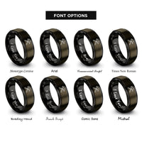 font options for inside engraving on gunmetal & black crossed wrench hammer rings