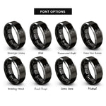 font options for inside engraving on black & gray crossed wrenches rings