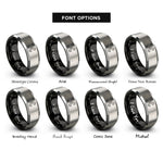 font options for inside engraving on black & silver crossed wrenches rings