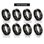 font options for inside engraving on black & grey crossed wrenches rings
