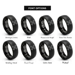 font options for inside engraving on black crossed wrenches rings