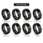font options for inside engraving on black crossed wrenches rings