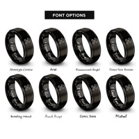 font options for inside engraving on black crossed wrenches rings