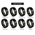 font options for inside engraving on black crossed wrenches rings