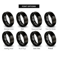font options for inside engraving on black crossed wrenches rings