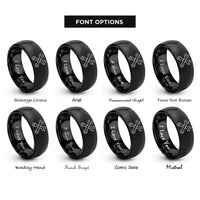font options for inside engraving on black crossed wrenches rings