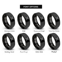 font options for inside engraving on black crossed wrenches rings