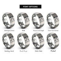 font options for inside engraving on silver crossed wrenches rings