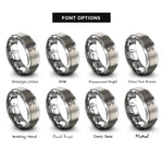 font options for inside engraving on silver crossed wrenches rings
