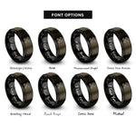 font options for inside engraving on gunmetal & black crossed wrenches rings