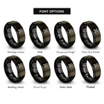 font options for inside engraving on gunmetal & black crossed wrenches rings