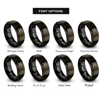 font options for inside engraving on gunmetal & black crossed wrenches rings