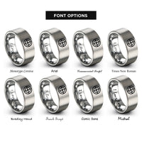 font options for inside engraving on silver crosshair circle rings