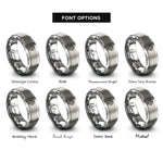 font options for inside engraving on silver crosshair reticle rings