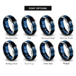font options for inside engraving on blue & silver crosshair target rings