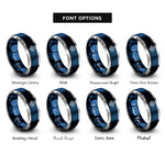 font options for inside engraving on blue & grey crosshair target rings