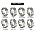 font options for inside engraving on grey crosshairs center dot rings