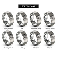 font options for inside engraving on gray crossing depth rings