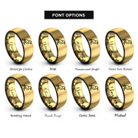 font options for inside engraving on black & gold crow rings